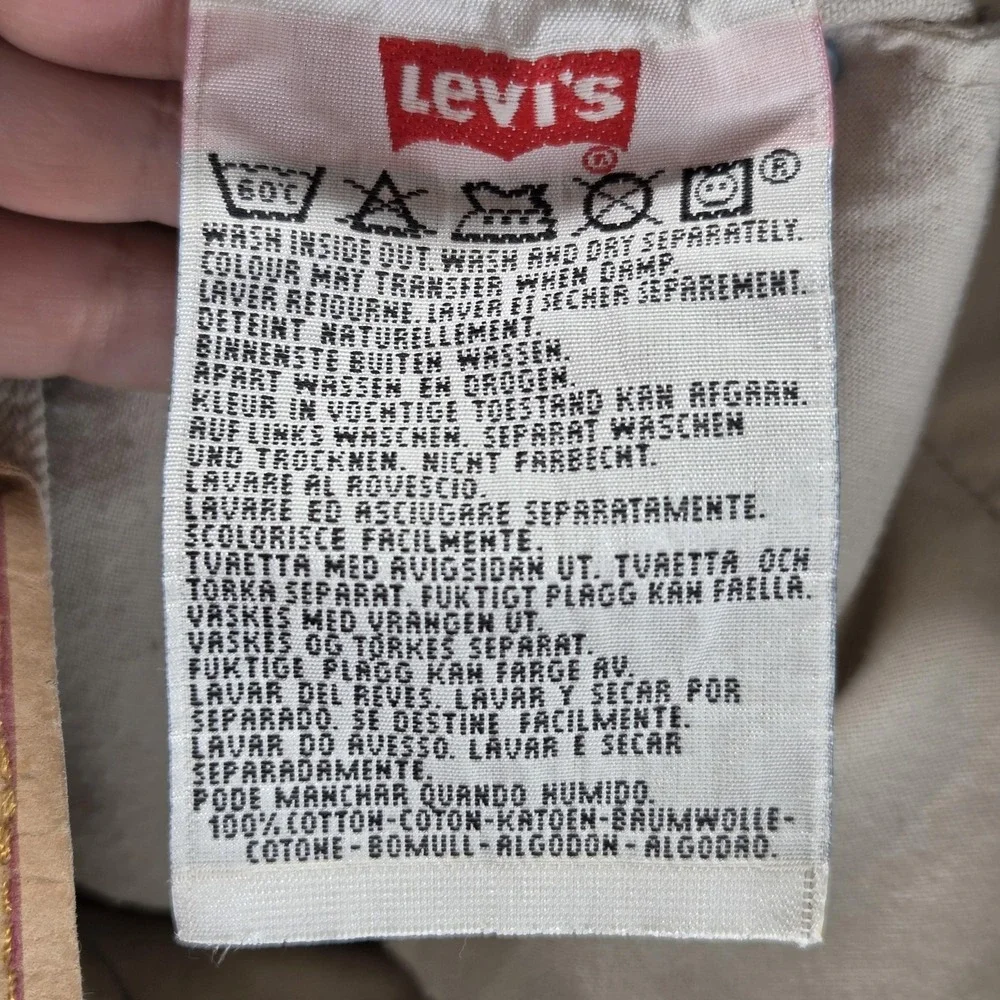 Vintage Levis 501 Jeans Mens Beige Straight Button Fly Made USA Fits 28x30